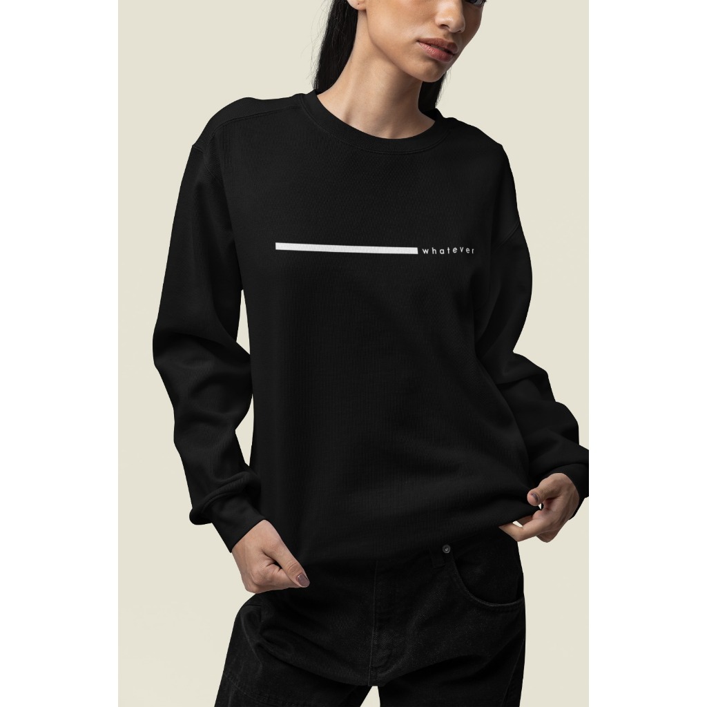 Moletom Gola Careca Whatever Blusa de Frio Streetwear Algodão Unissex Confortável Estampado