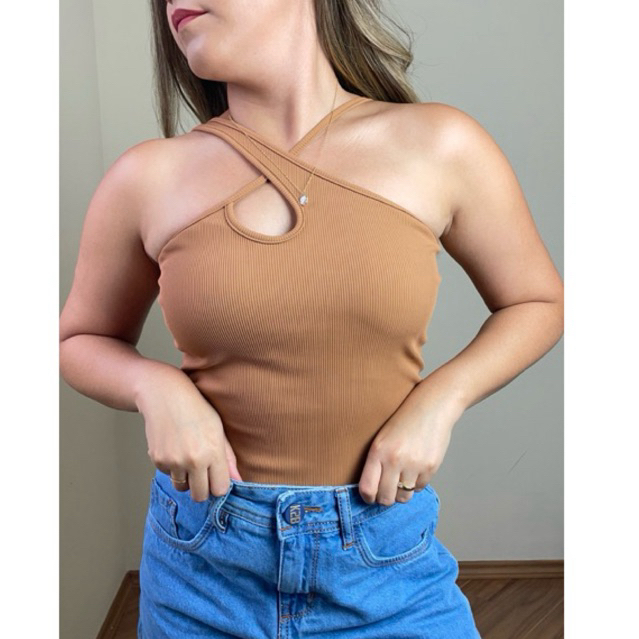 Regata com Bojo Transpassada no Busto Canelada Perliane K2B | Conforto e Estilo | Moda Feminina Casual e Elegante
