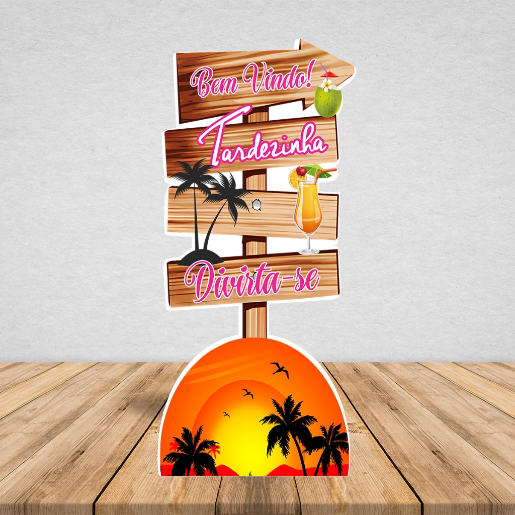 Totem Placa Display MDF Adesivado Pézinho Tardezinha Setas 65cm em Oferta na Shopee