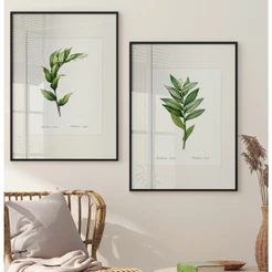 Quadro Decorativo Sala Quarto Quadro Folhagem Botânico Kit 2 Quadros Com Moldura Folhas Verdes