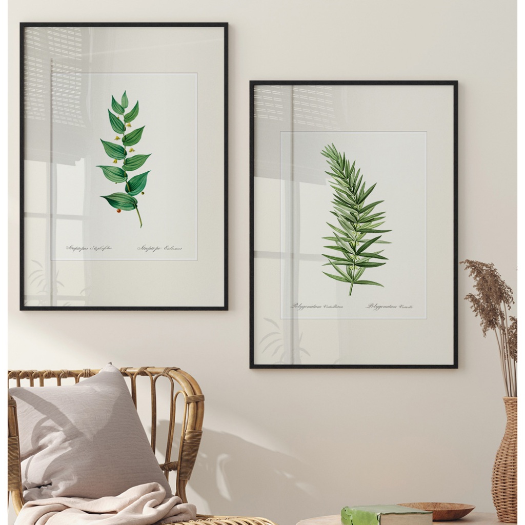 Quadro Minimalista Quadro Com Moldura E Vidro Quadro Decorativo Sala Quadro Quarto Ramos Verdes Duo