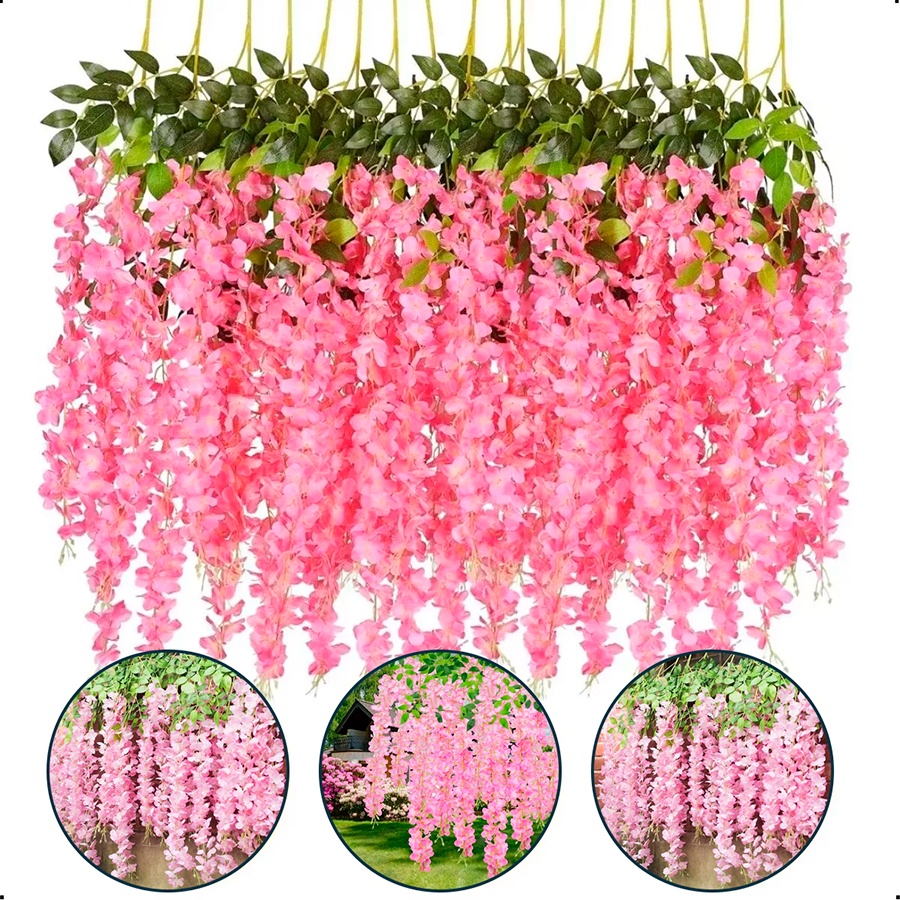 Kit 12 Ramos De Flores De cerejeiras Artificiais Permanente Grande Pendentes Para Decoração