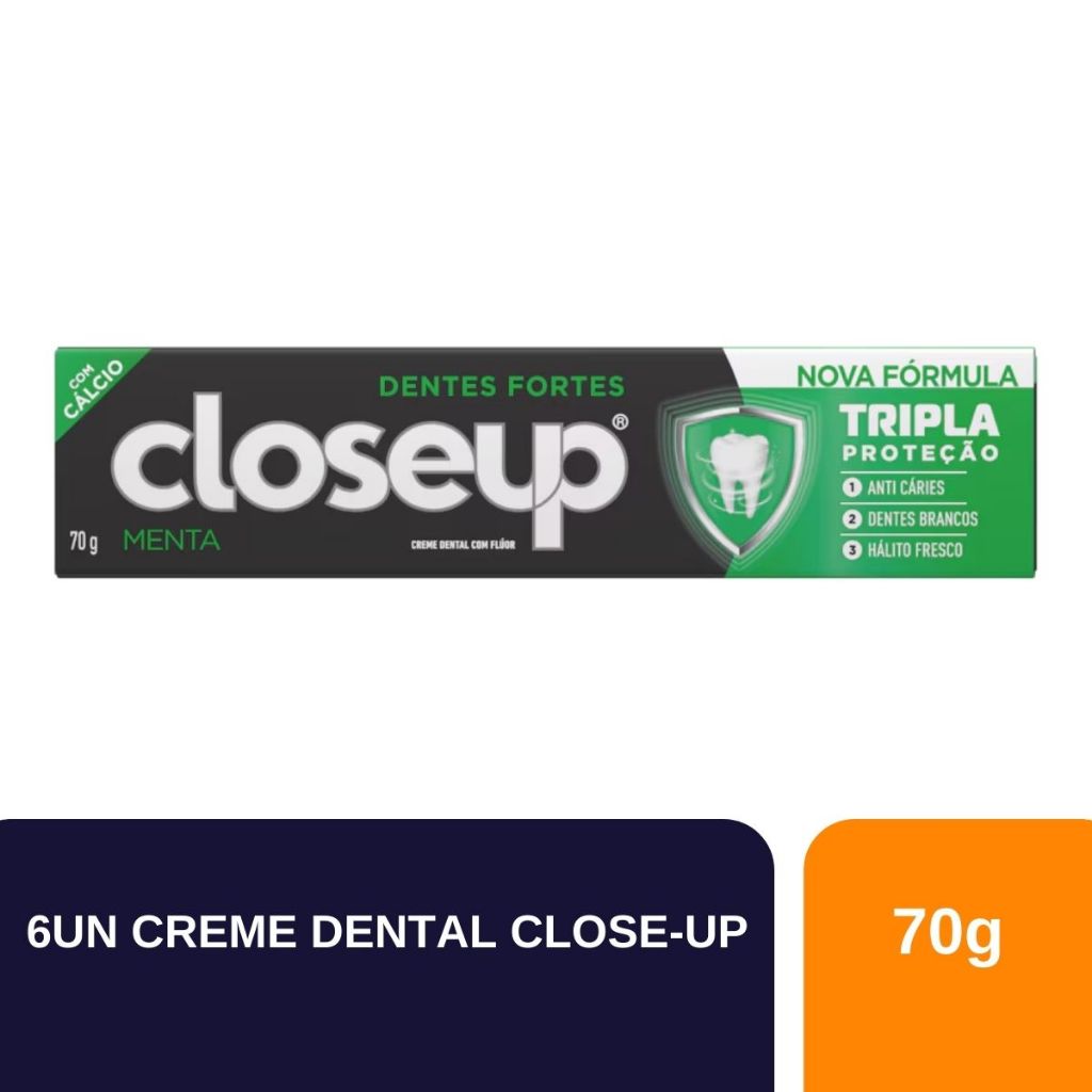 Kit 6un Creme Dental Close Up Triple Menta 70G em Oferta na Shopee