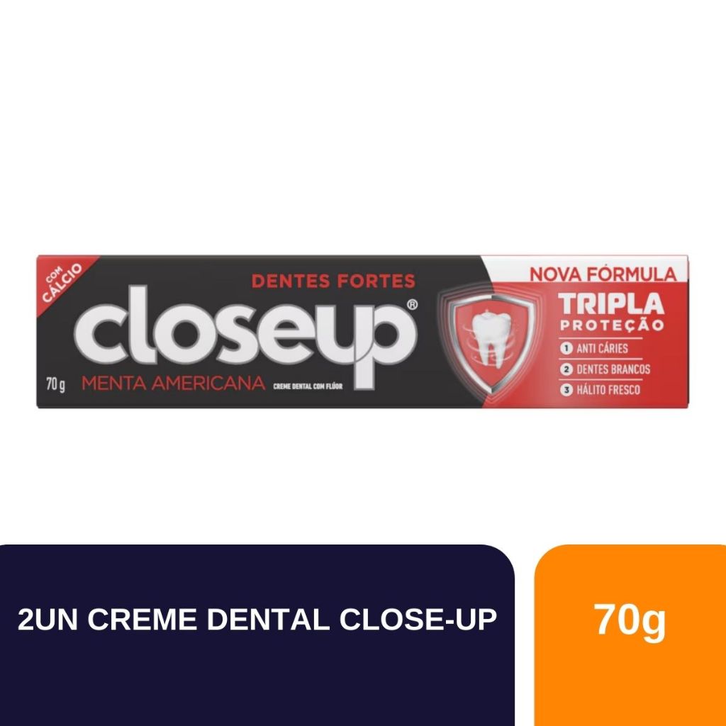 Kit 2un Creme Dental Closeup Triple Menta Americana Com 70g