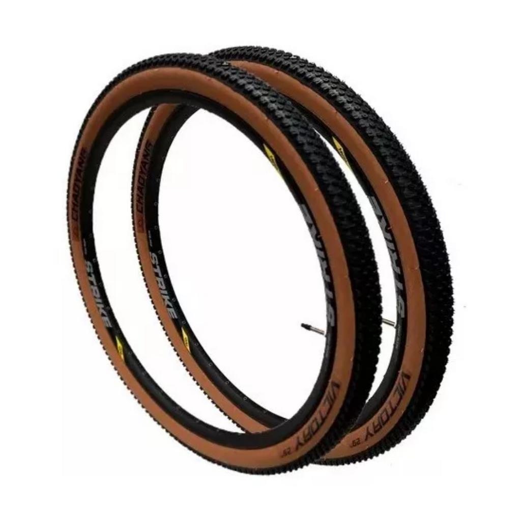 Detalhes do Par Pneus Bike Mtb Chaoyang Victory Skinwall Aro 29 X 2.20 Banda Marrom