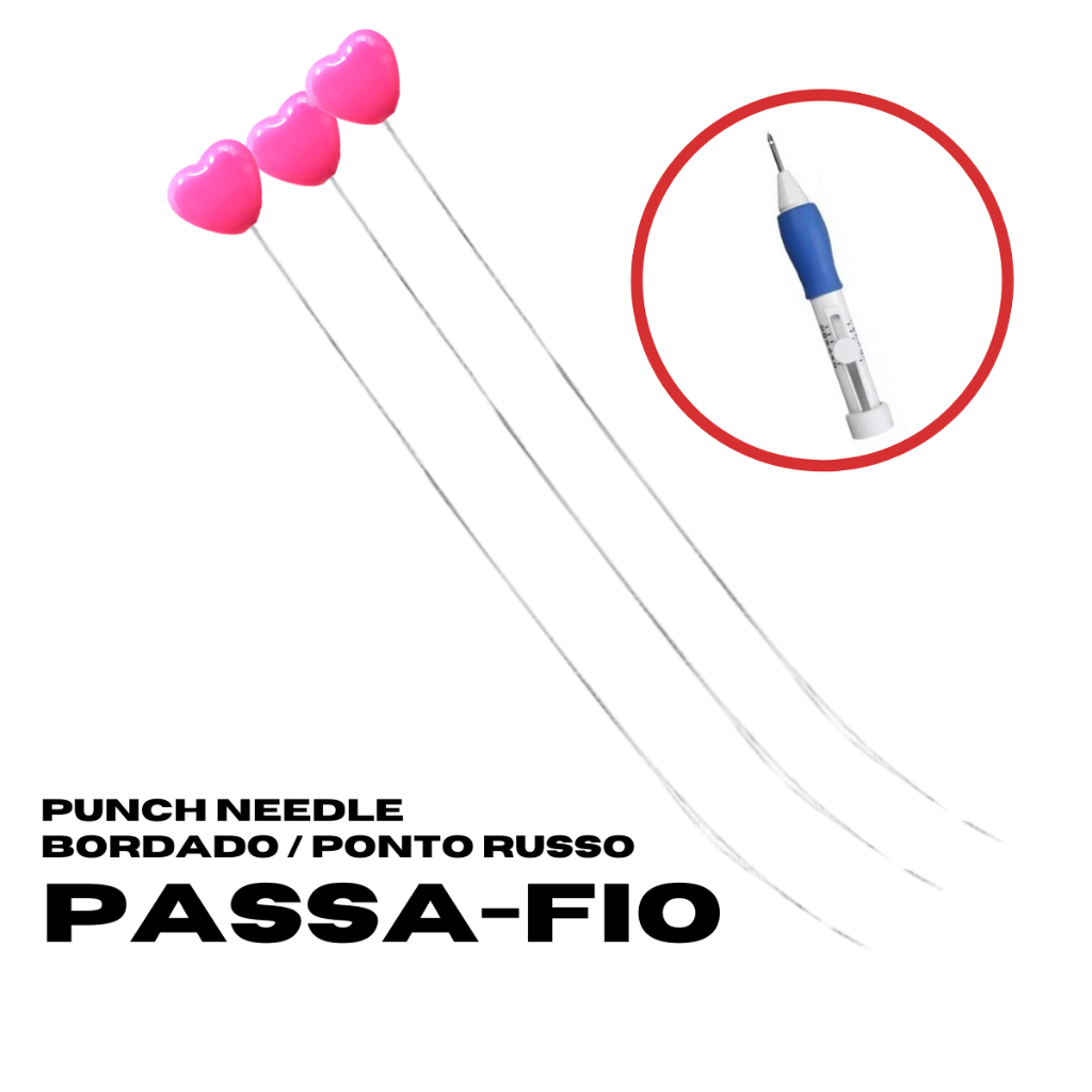 passa-fio para ponto russo Punch Needle Bordado resistente 23cm passador de linha