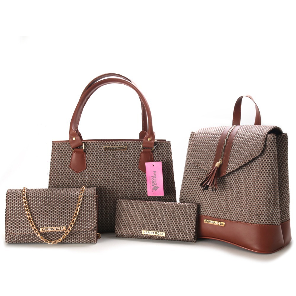 Kit Bolsa Grande Executica De Ombro + Bolsa Tiracolo Corrente Clutch + Mochila Feminina + Carteira