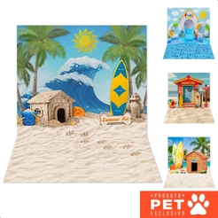Fundo Fotográfico Praia Verão Pet Shop Painel Em Tecido 120x170m - Diversos Modelos