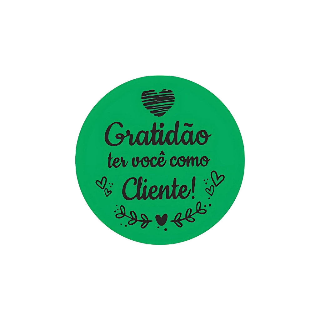 Etiqueta Adesiva Lacre Gratidão ter você como cliente Redondo 3 cm