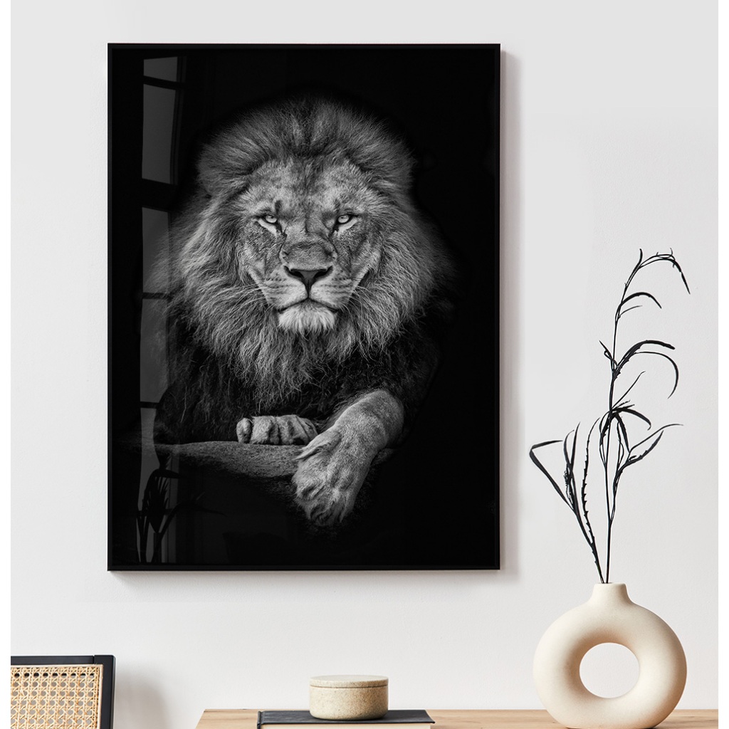Quadro Leão Preto E Branco Com Moldura E Vidro Quadro Decorativo Sala Quadro Leão De Juda Grande
