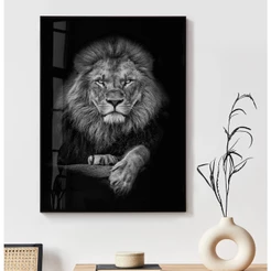Quadro Leão De Judá Grande Quadro Leão Com Moldura E Vidro Quadro Decorativo Sala Preto E Branco