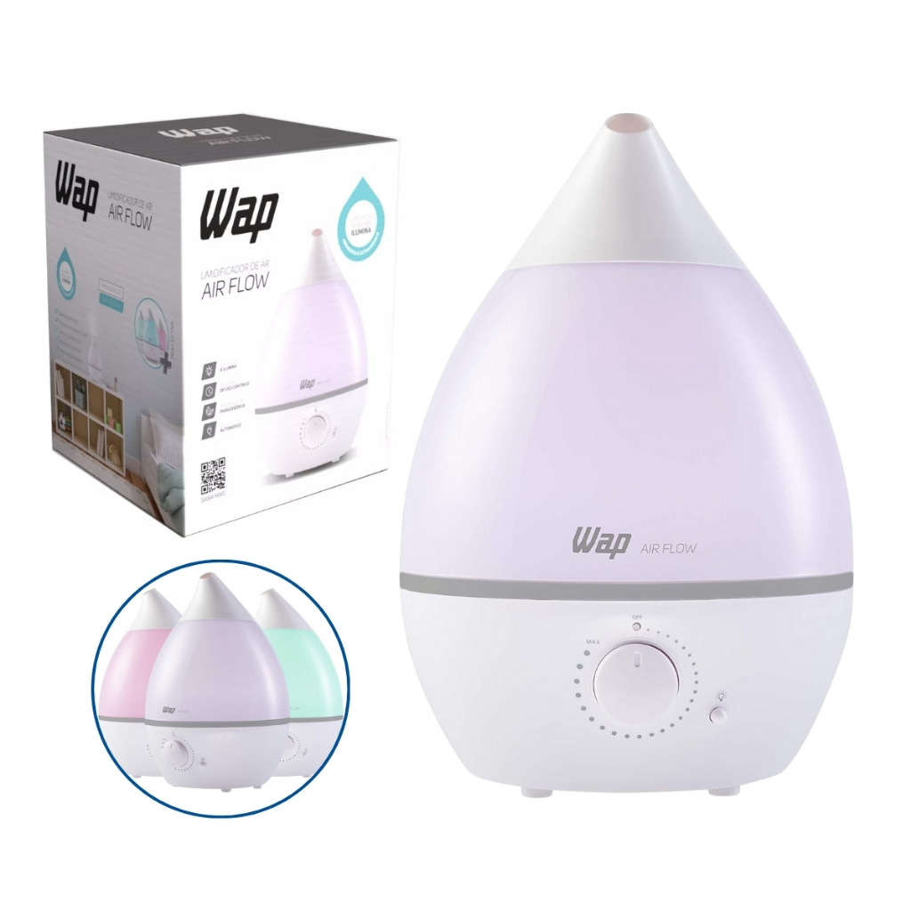 Umidificador de Ar Grande 4L WAP Air Flow Bivolt Ultrassônico Aromatizador e Luminária Mul...