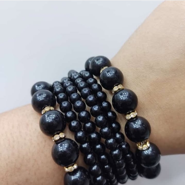Pulseira de bolas contas Kit 6 Peças bracelete mulheres Pulseira feminina personalizido fashion — imagem 2 de 2