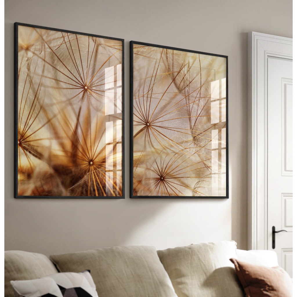 Quadro Dente de Leão Quadro Com Moldura E Vidro Quadro Decorativo Sala Quadro Quarto Ensolarado Duo
