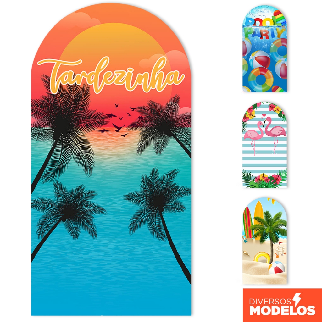 Painel Romano Decoração de Festa Verão Tardezinha Em Tecido 2x1m Veste Fácil