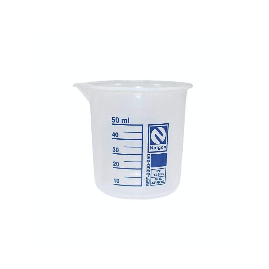 Kit Copo Becker 50 mL de plástico polipropileno graduado com bico