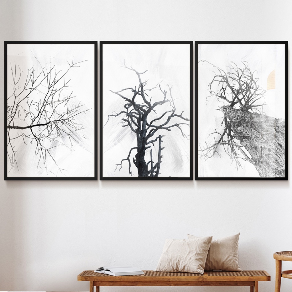 Quadro Natureza Quadro Com Moldura E Vidro Quadro Decorativo Sala Quadro Quarto Casal Árvore Trio