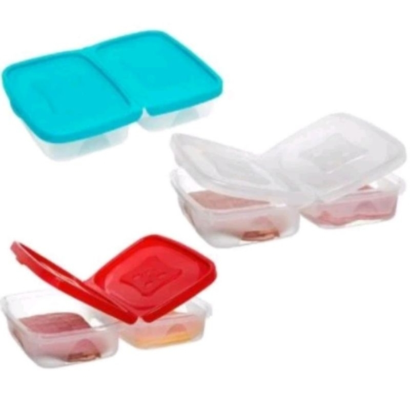 Pote Porta Frios Duplo com Tampa e Abertura Individual - Marmita Mantimentos Legumes Presunto Queijo