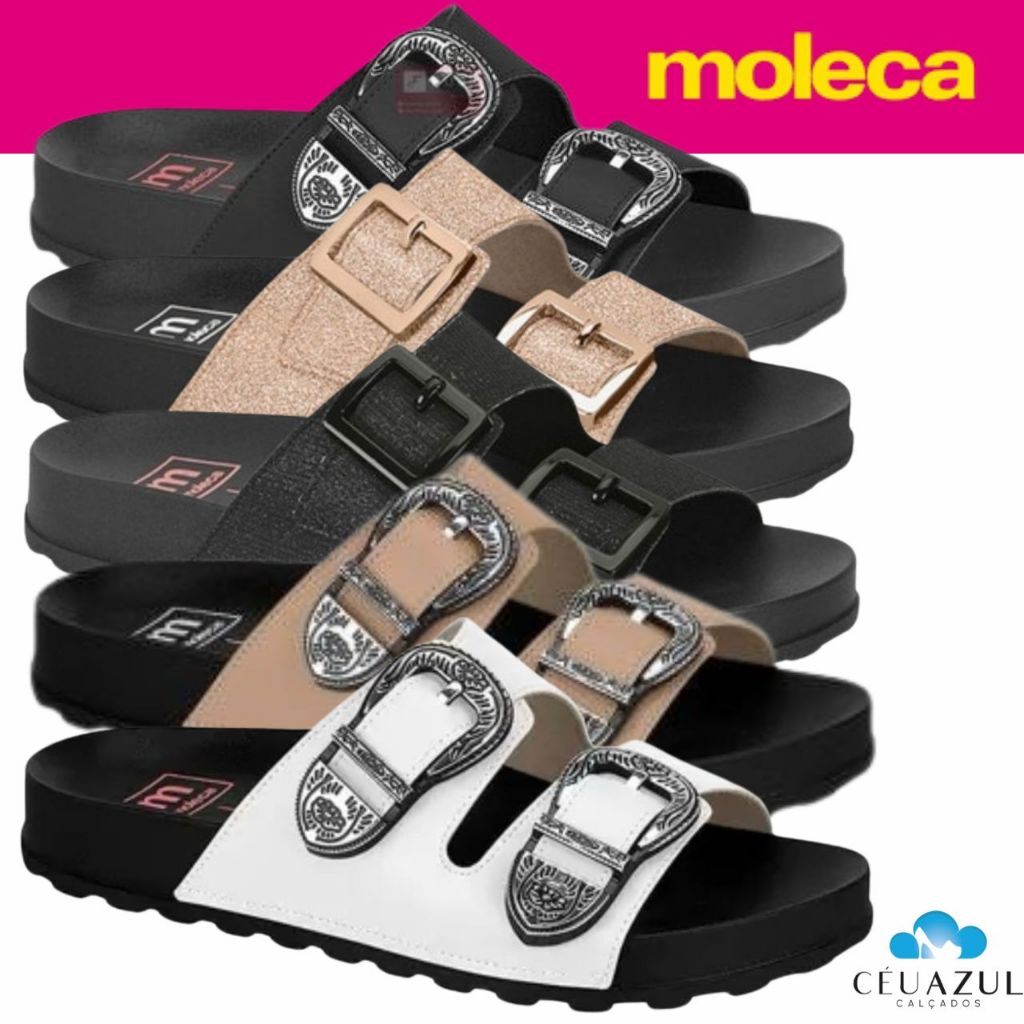 Sandália Moleca Birken Rasteira Fivela Rasteirinha Original Papete Slide