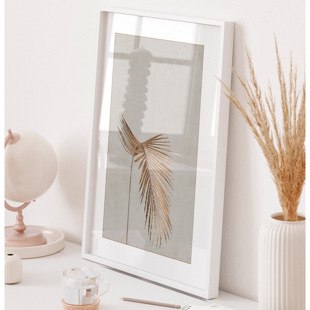 Quadro Dourado Folhagem Com Moldura Quadro De Sala Decorativo Quadro Pra Quarto De Casal Palmeira