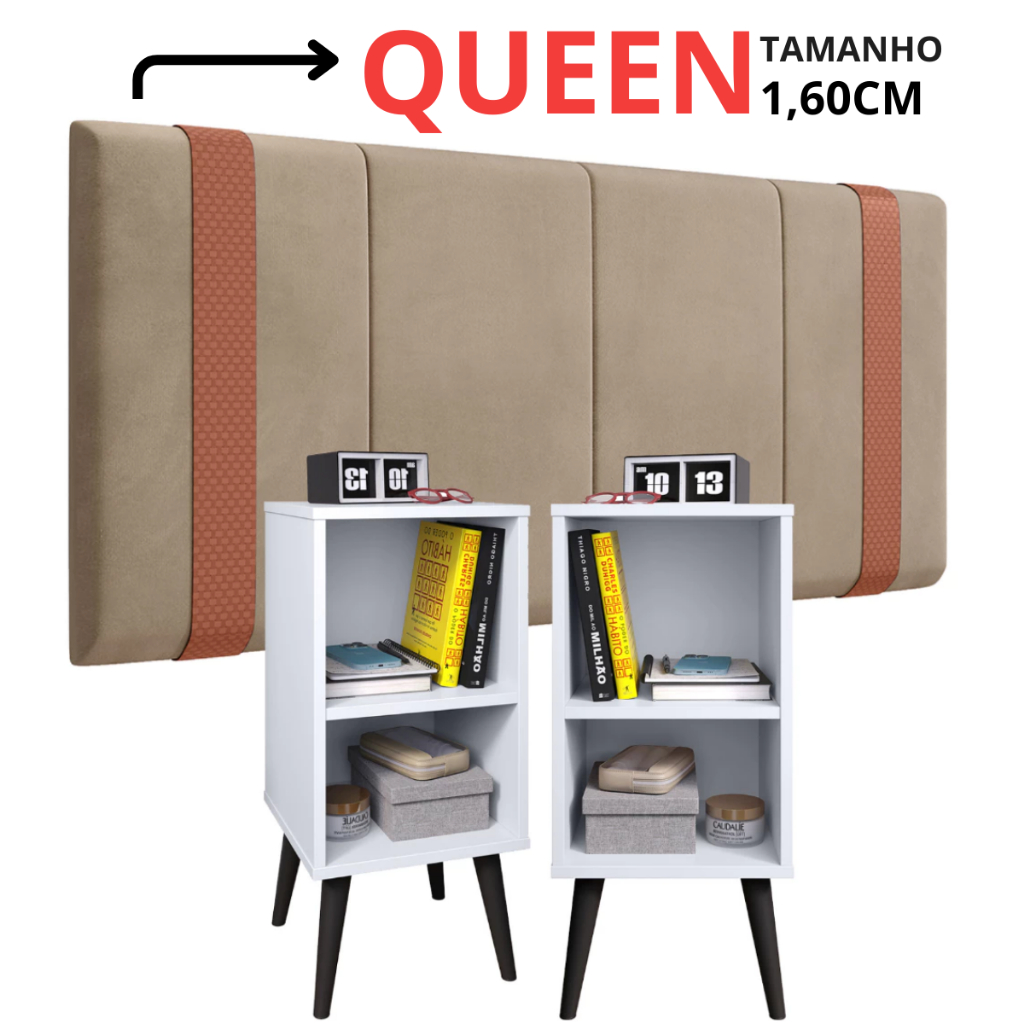 Lançamento Kit Cabeceira + 2 Criado - Mudo Mesinha Quarto Casal Retrô Mesa de Cabeceira Diversas Cores