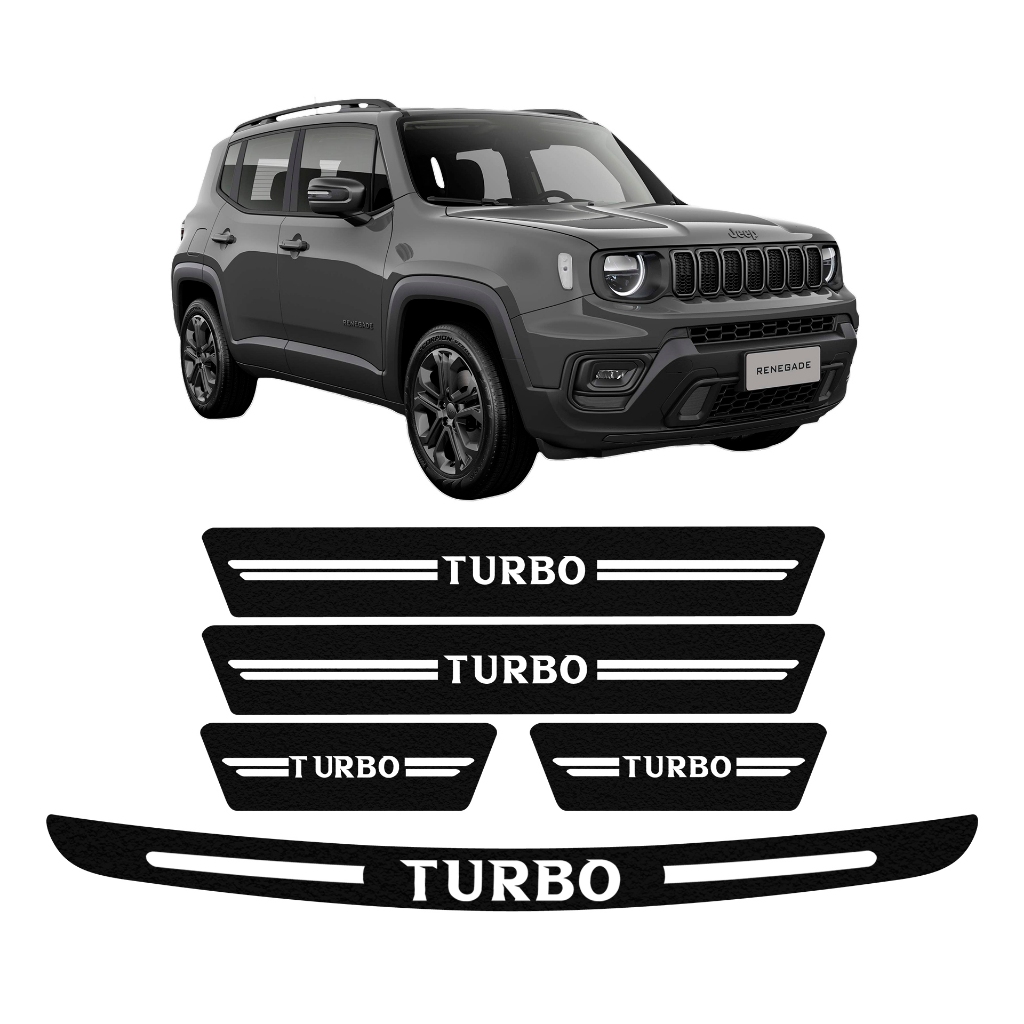 KIT SOLEIRA DE PORTA + PORTA MALA JEEP RENEGADE UNIVERSAL DIVERSAS CORES ADESIVO PERSONALIZADO