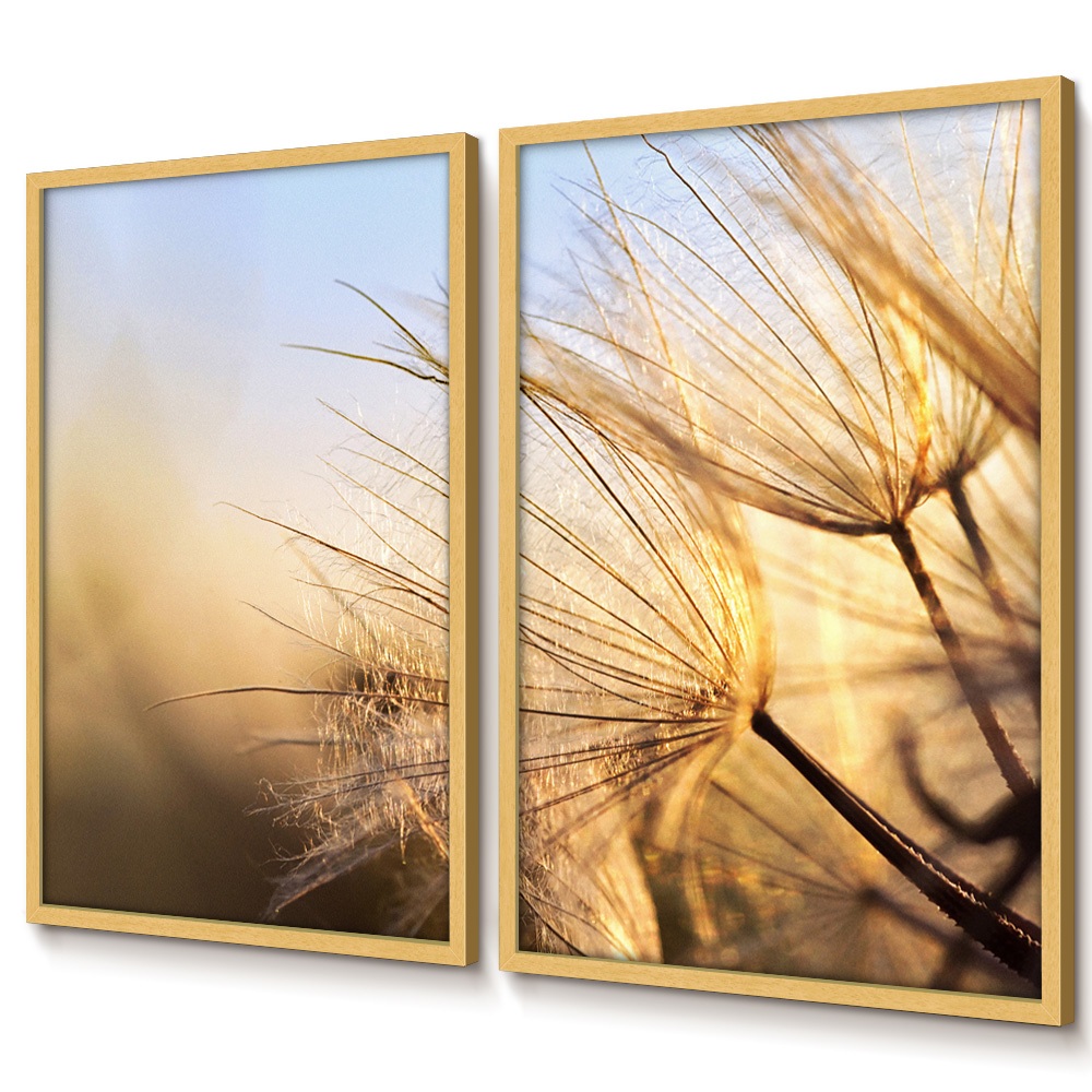 Quadro Grande Para Sala Kit 2 Quadros Decorativos Com Moldura Quadro Natureza Dente De Leão Amarelo · foto 2