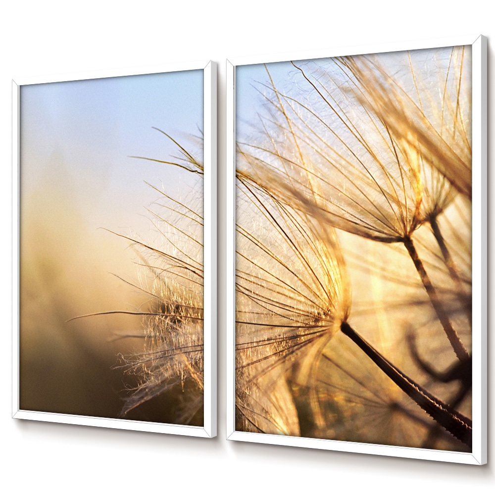Quadro Grande Para Sala Kit 2 Quadros Decorativos Com Moldura Quadro Natureza Dente De Leão Amarelo