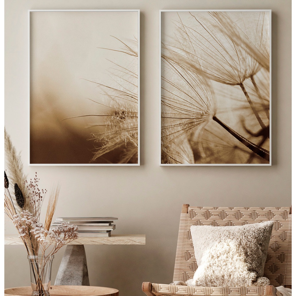 Quadro Dente De Leão Kit 2 Quadros Decorativos Com Moldura Quadro Vintage Quadro Natureza Para Sala