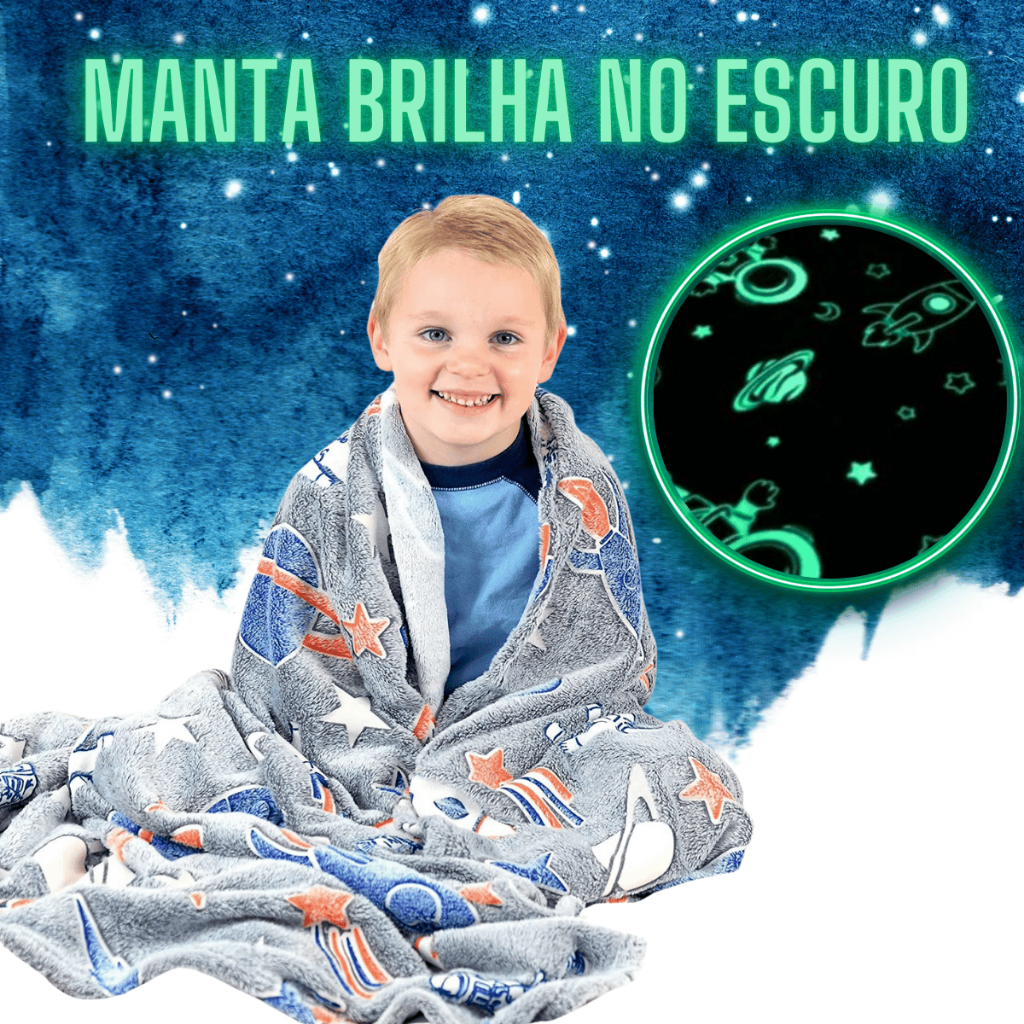 Cobertor Manta Brilha No Escuro para Crianças 2,00x1,80 Mt