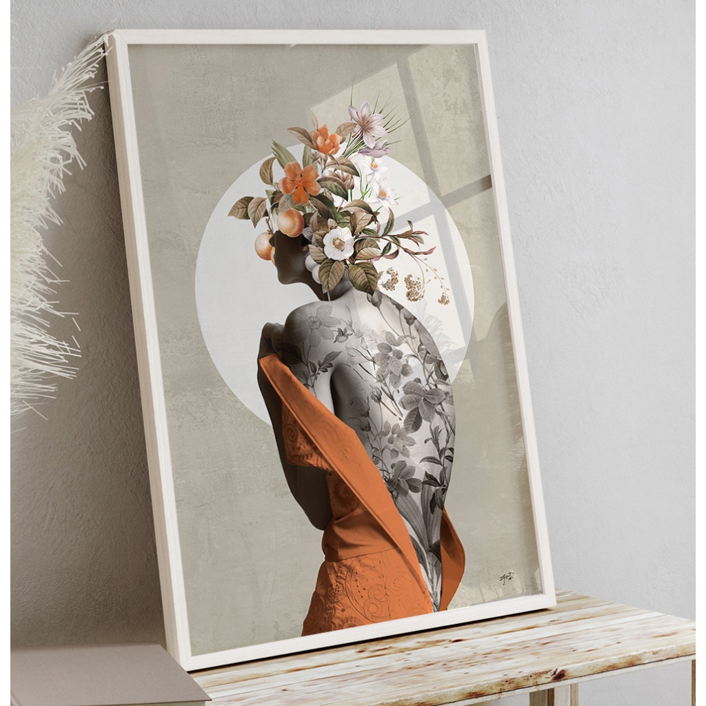 Quadro De Flores Abstrato Para Sala Quadro Decorativo Quarto Grande Quadro Feminino Colagem Mulher
