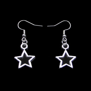 Brinco De Estrela Simples - Brinco de anzol com pingente de estrela pequena simples e delicado