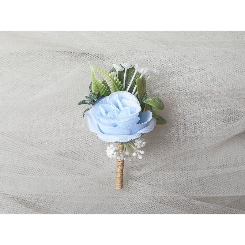 Flor de Lapela Azul Bebê, Lapela do Noivo Pais e Padrinhos, Lapela Azul Bebê(1 unid) em Oferta na Shopee