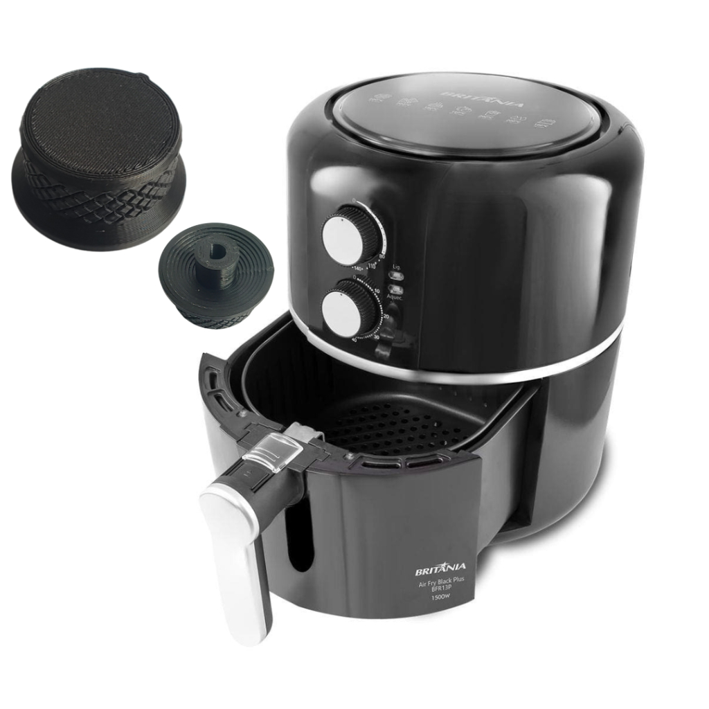 Botão Compatível Fritadeira Air Fry Britânia BFR13P Black Plus 1500w 4,5l Tempo Temperatura