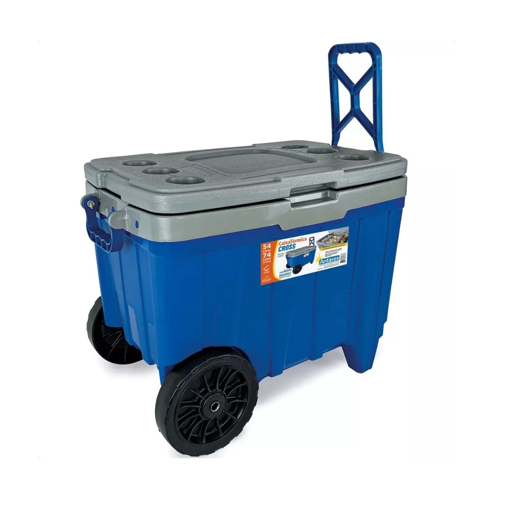 Caixa Térmica Coller 54l Roda Grande Praia Camping Pescaria