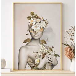 Quadro Minimalista Com Moldura Decorativo Quadro Para Quarto Feminino Quadro De Flores Brancas