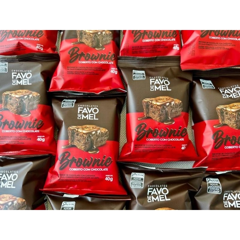 5 Unidades Brownie De Chocolate Coberto Com Chocolate Ao Leite 40g