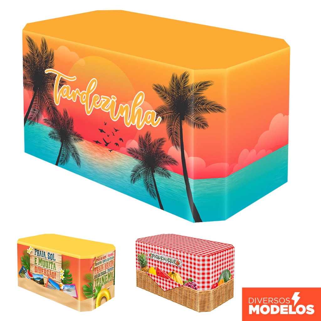 Capa de Mesa Verão Para Festa Em Tecido Sublimado Veste Fácil – Vários Modelos
