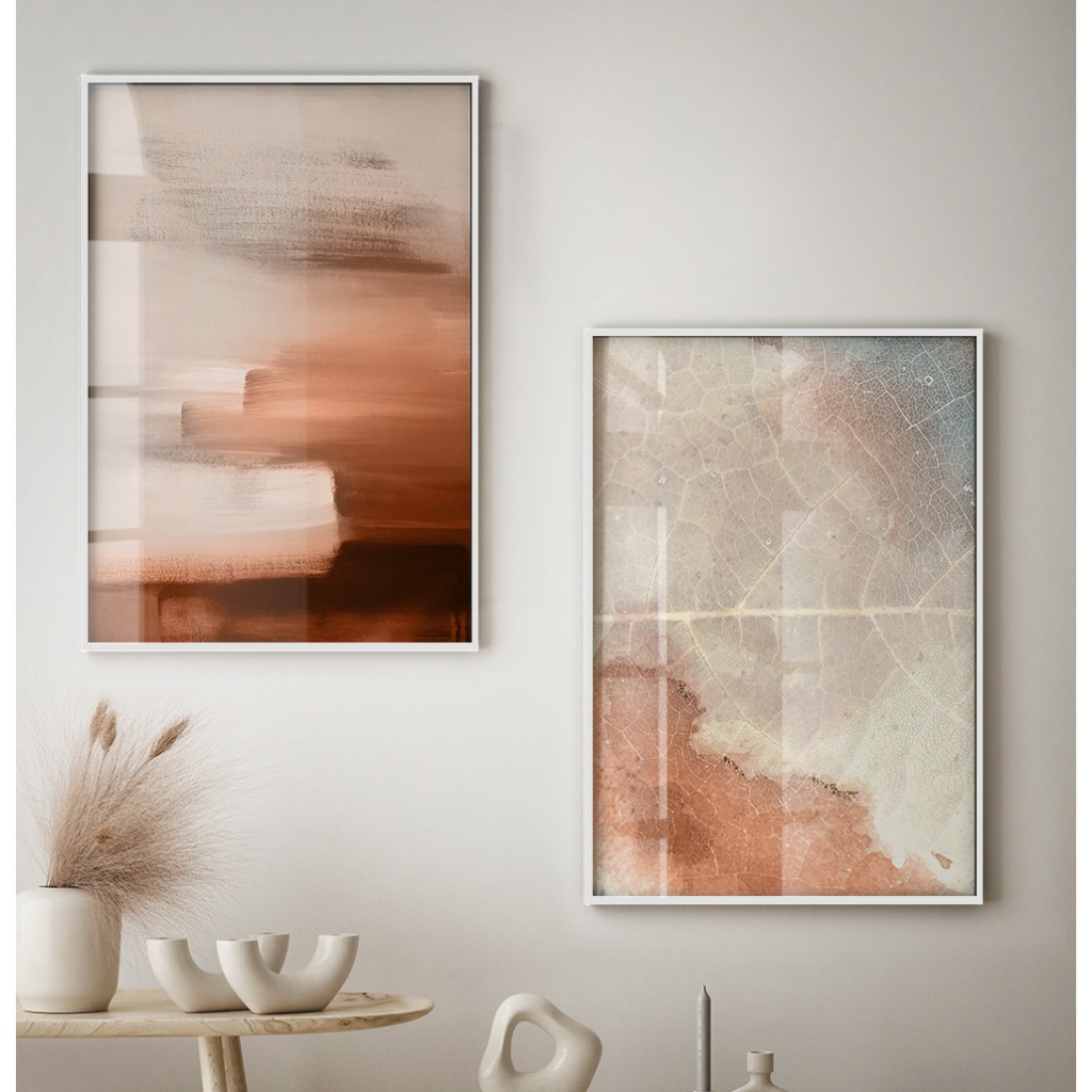 Quadro Abstrato Folhagem Quadro Com Moldura E Vidro Quadro Decorativo Sala Grande Folha E Tinta Duo