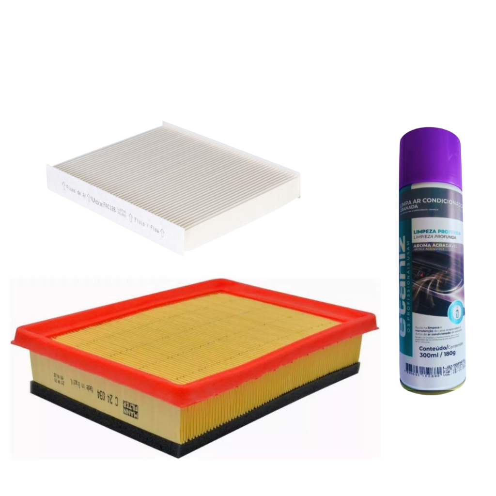 KIT filtros Onix Filtro De Ar + Filtro de ar condicionado + Higienizador  ONIX COBALT SPIN PRISMA em Oferta na Shopee