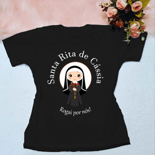 Camiseta INFANTIL Unissex Santa Rita de Cássia 100% Algodão em Oferta na Shopee