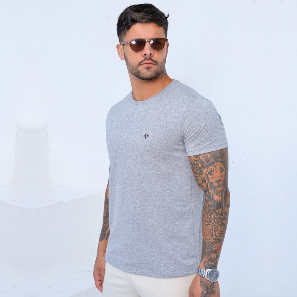 Camiseta Masculina Algodão Básica 30.1 Lisa Original Heyju em Oferta na Shopee