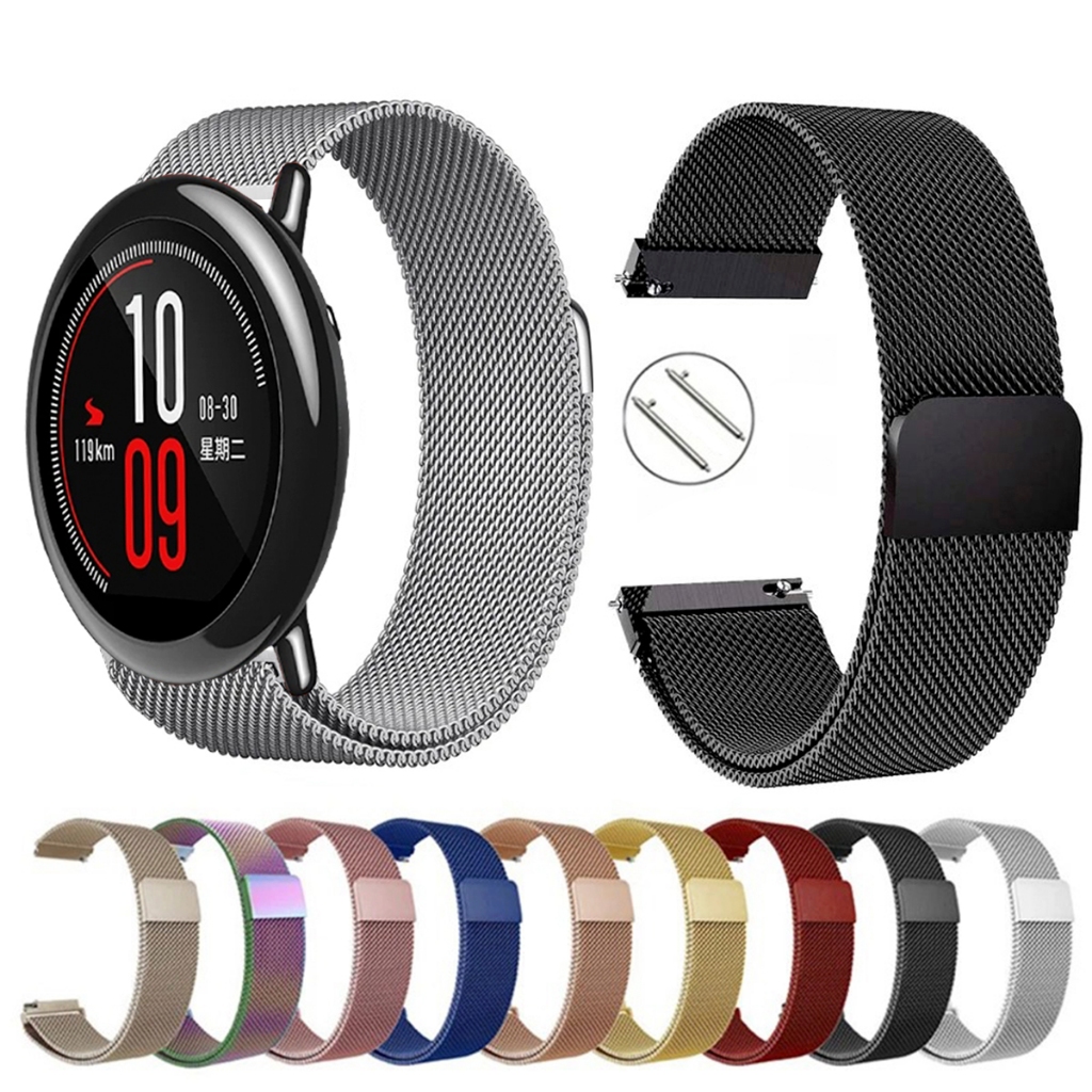 Pulseira de 22mm milanesa aço inox para Smartwatch Amazfit Pace A1612 de Engate Rapido