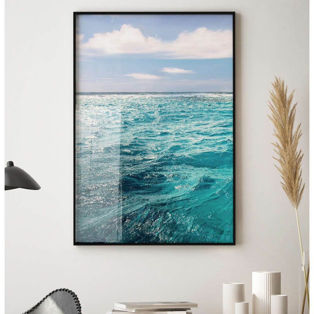 Quadro Paisagem Mar Com Moldura E Vidro Quadro de Sala Decorativo Quadro Natureza Pra Quarto Oceano