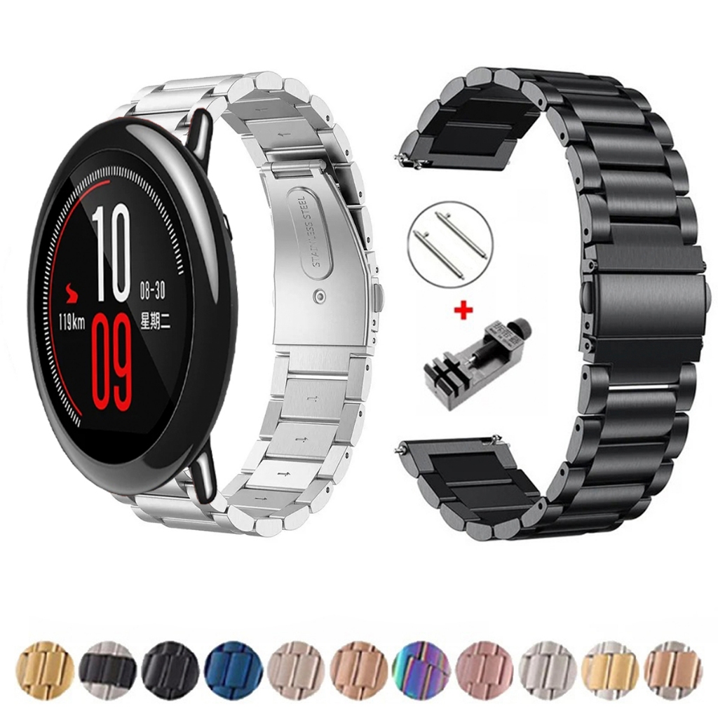 Pulseira de 22mm Metal Elos de aço inox para Smartwatch Amazfit Pace A1612 de Engate Rapido