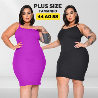 Vestido Plus Size Canelado Midi Alcinha Tamanho 36 ao 58