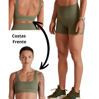 Short Sem Costura Silicone no Cós Lupo + Top Sem Costura Lupo em Oferta na Shopee