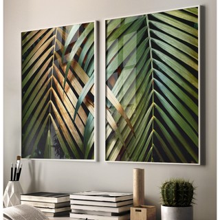 Quadro Folhagem Com Moldura E Vidro Quadro Decorativo Sala Grande Quadro Quarto Casal Palmeiras Duo