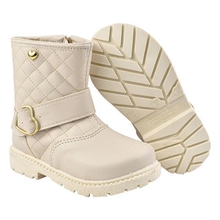 Bota Infantil Menina Delicada Coturno Coração Feminina Bordado Outono Inverno
