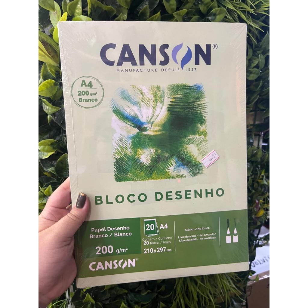 BLOCO DE DESENHO CANSON 200 GR TAMANHO A4 20 FOLHAS BRANCO
